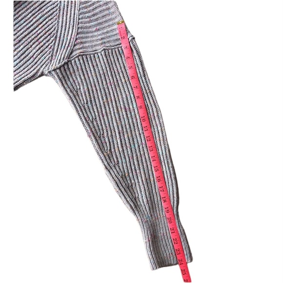 Free People | Cozy Oversized Cowl Neck Chunky Knit Sweater Grey w/ Rainbow Spec - Picture 10 of 13